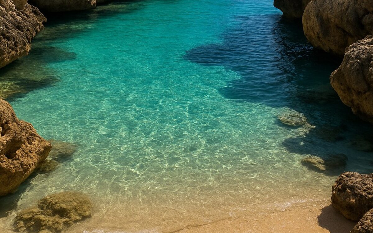 A golden sandy cove near Coral Bay, Peyia, Cyprus