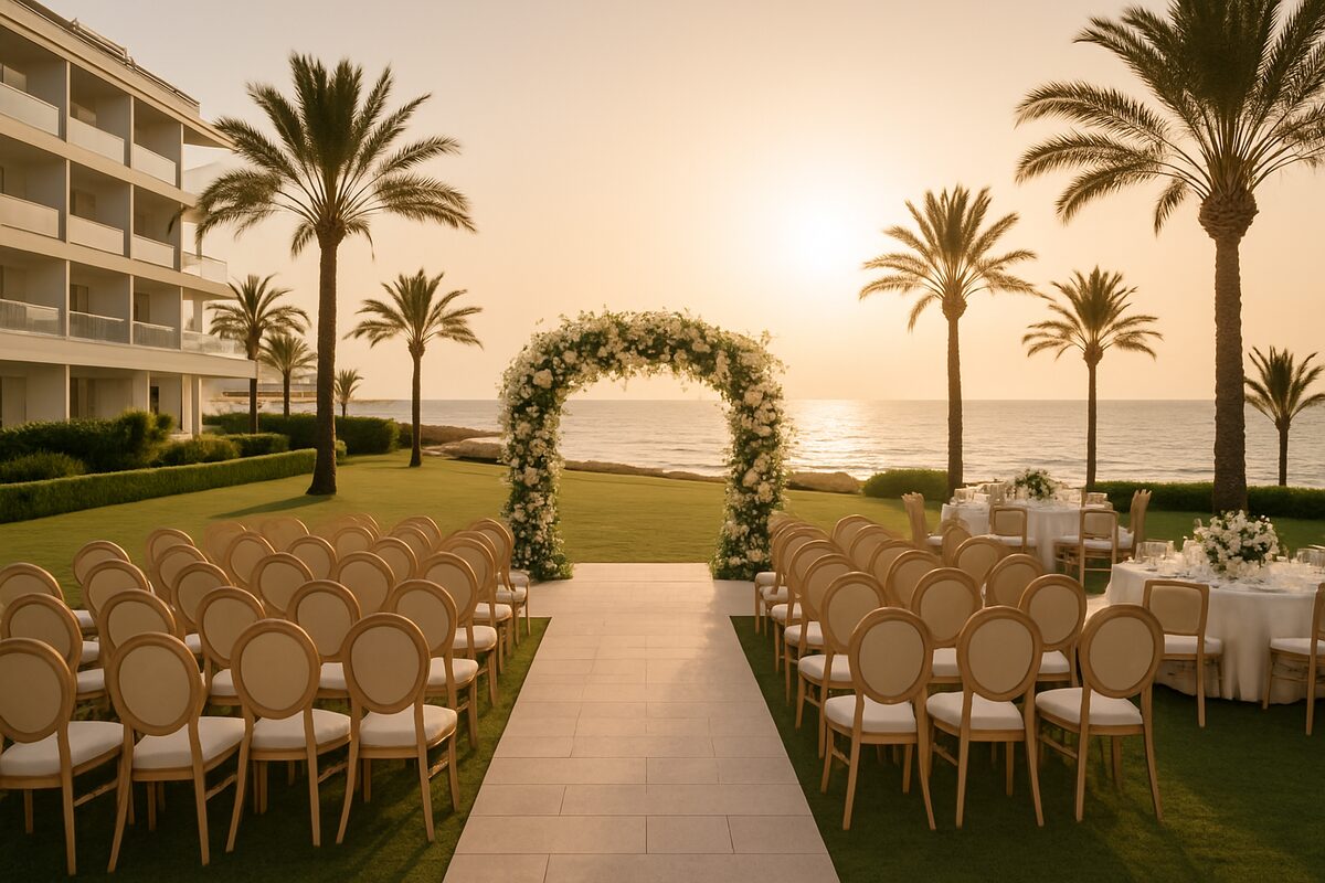 Athena Royal Beach Hotel wedding setting (illustrative)