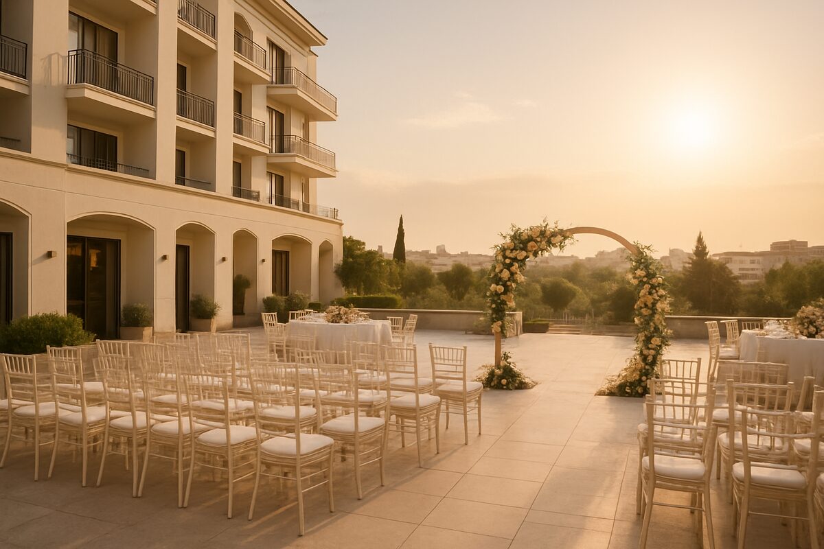 Cleopatra Hotel wedding setting (illustrative)