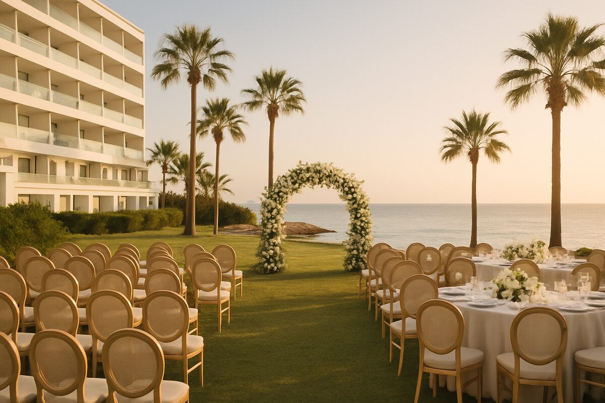 Grecian Bay Hotel wedding setting (illustrative)