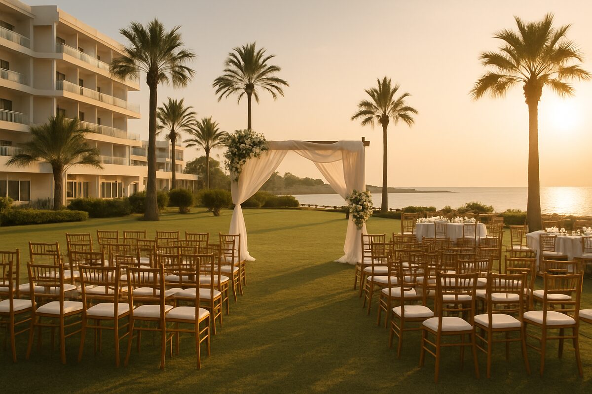 Grecian Sands Hotel wedding setting (illustrative)