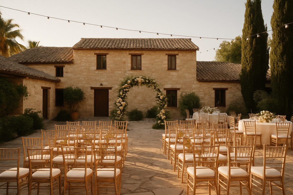 Vasilias Nikoklis Inn wedding setting (illustrative)