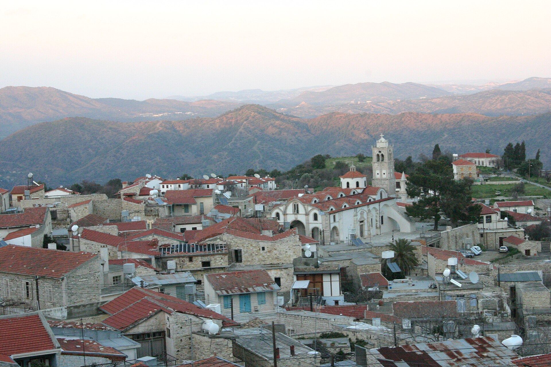 Lefkara village rooftops and hills, Cyprus
